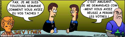 Sev Trek Comic Strip. Copyright 1997-2025 by John Cook. Traduction et utilisation avec accord de son auteur. Reproduction interdite sans son accord.