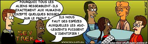 Sev Trek Comic Strip. Copyright 1997-2025 by John Cook. Traduction et utilisation avec accord de son auteur. Reproduction interdite sans son accord.